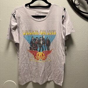 Recycled Karma Aerosmith Dream On 1973 Distressed Graphic Tee Sz S‎ NWT Retro